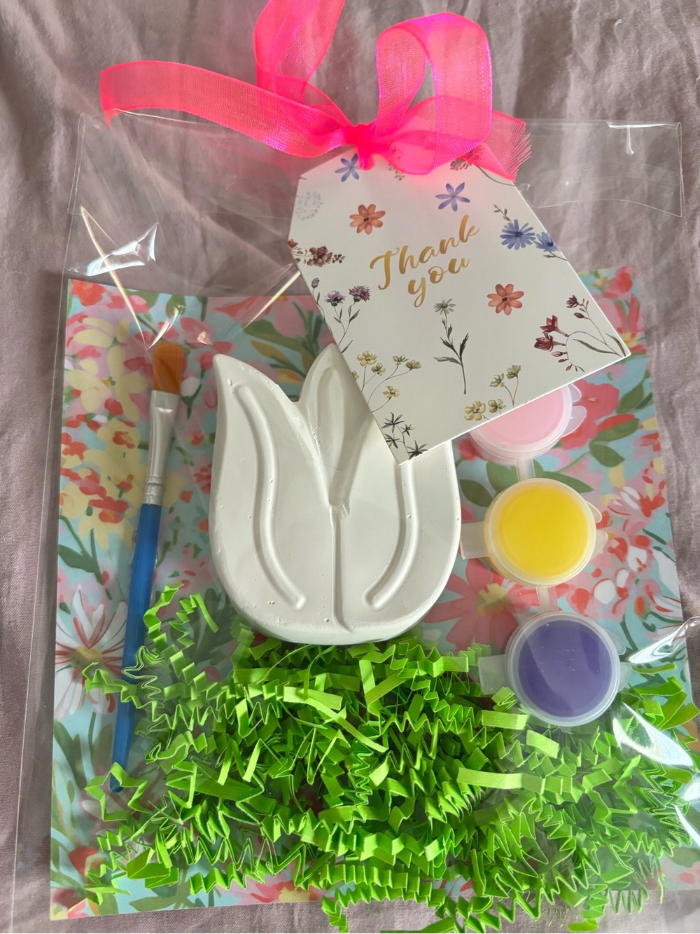 Party Paint Kit with Pink Ribbon - Floral Tulip Favor